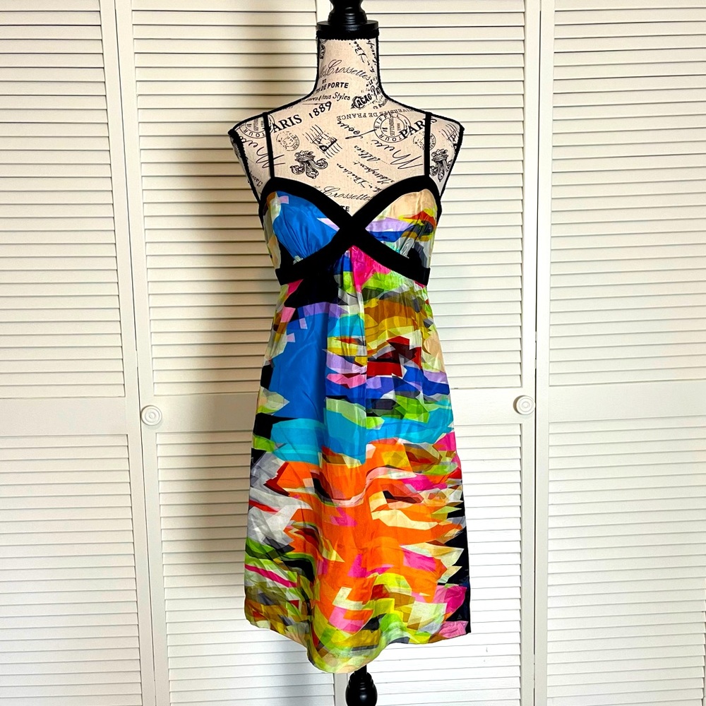 Trina Turk Colorful Print Spaghetti Strap Dress | 4